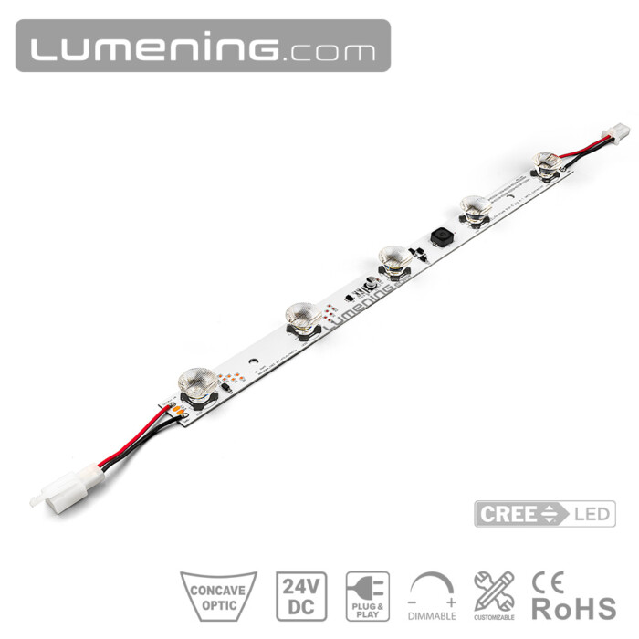 24 volt dimmable edge light LED module with concave optics and high power CREE LEDs fully customizable for light box and sign