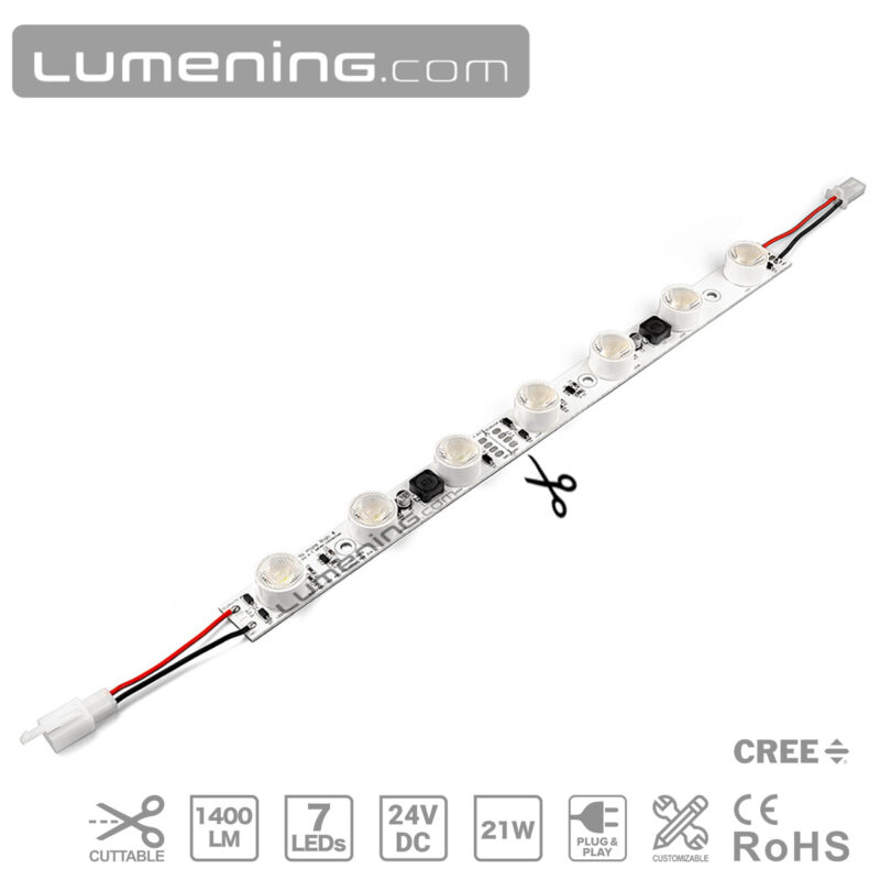 PWM dimmable 35cm edge lit cuttable LED module with 7 high power CREE or OSRAM LEDs for fabric light box