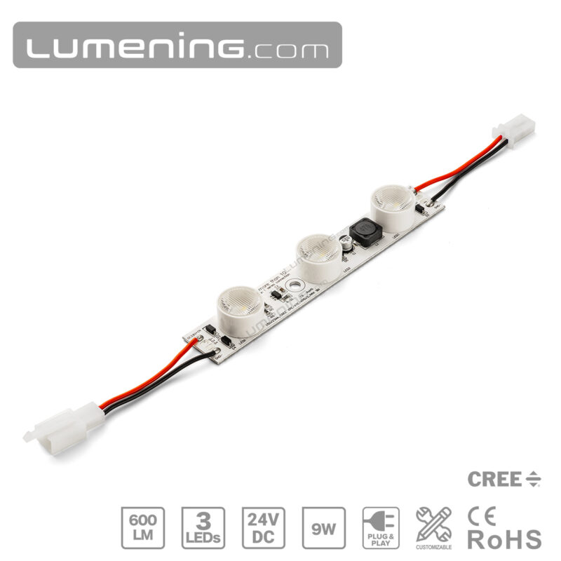 15cm 24v 9w edge-lit LED module with 3 high-power CREE LEDs for tension fabric light boxes.
