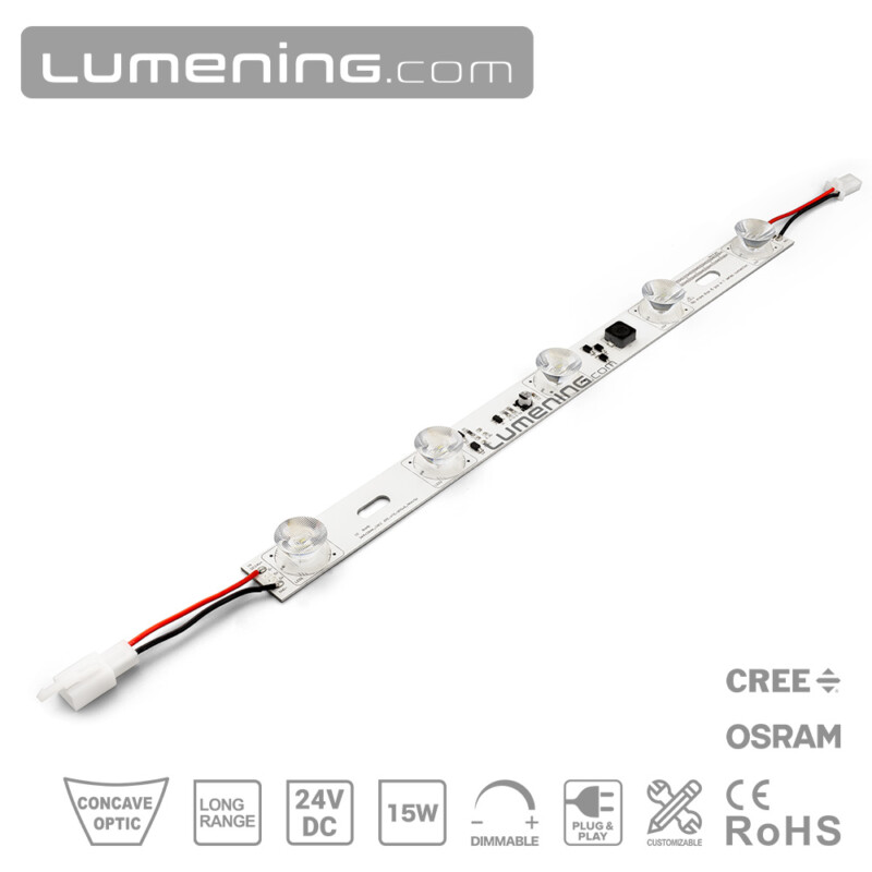 dimmable long range edge lit LED strip with CREE LED and special optics fully customizable for lightbox up to 3 meters across