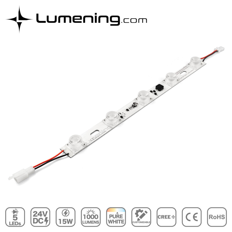 24V 15W high power edge LED module with screw-mounted lenses and CREE LEDs for SEG fabric light box signs