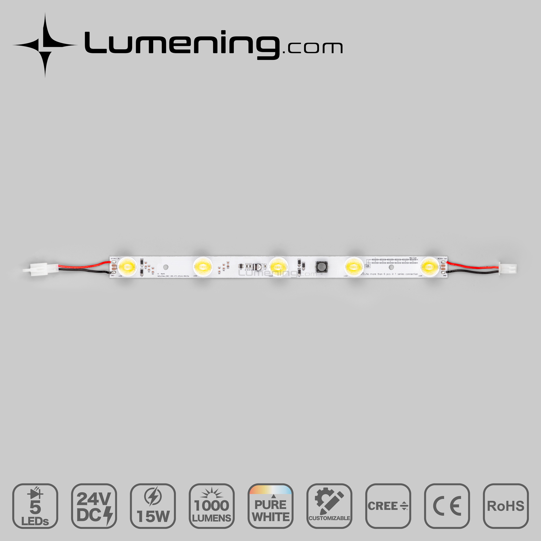 Top view of edge lit LED module with high power CREE LEDs for tension fabric light boxes