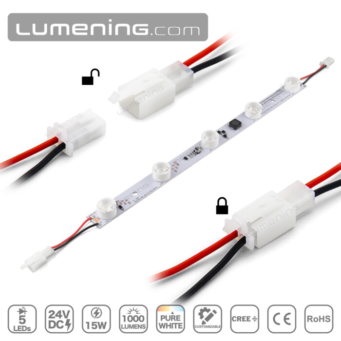 edge lit LED module with magnified connectors