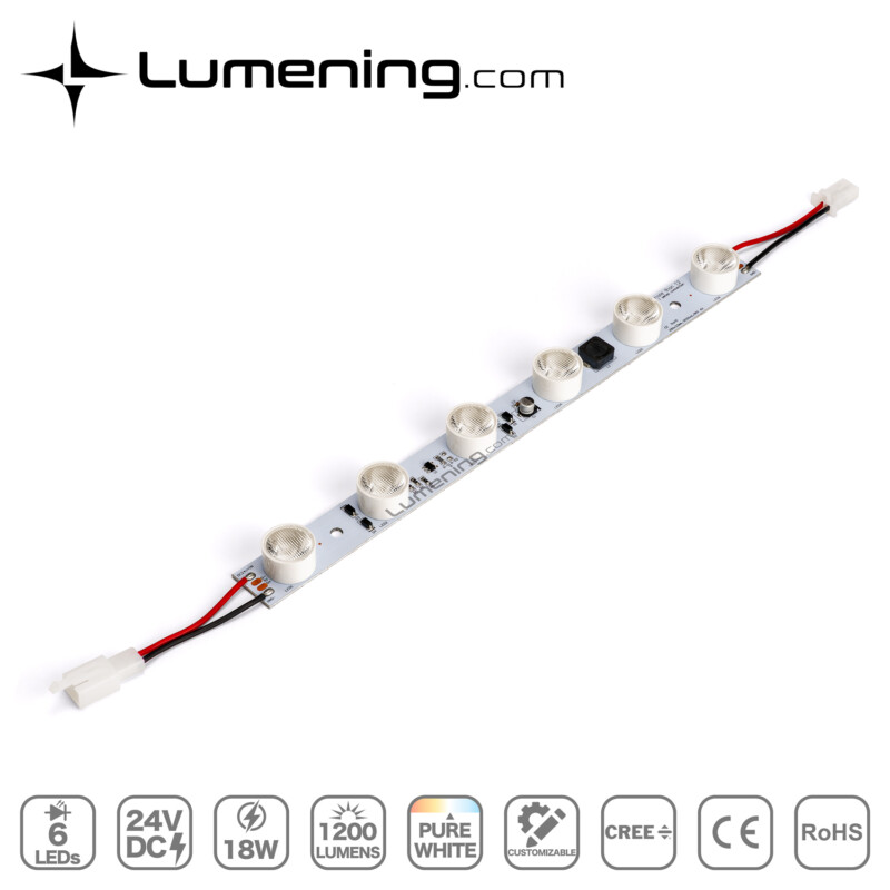 24V 18W Lightbox edge lighting LED module with 6 LEDs and lenses