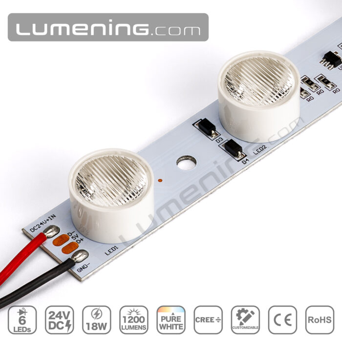 Lightbox edge lighting LED module close-up view showing details