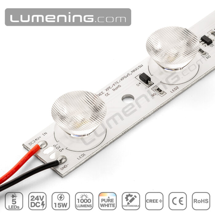 partial view of side emitting LED module bar for single-sided and double-sided light boxes