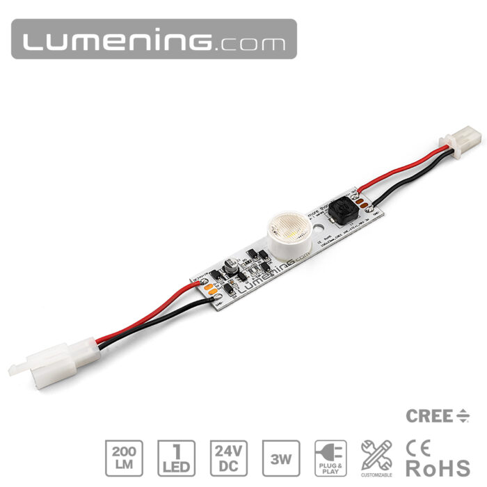 100mm long 3w side lit single LED module with CREE high power LED